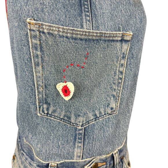 Handmade Upcycled Denim Bib Apron OS Cottagecore Country DIY Artsy Mixed Media - Picture 3 of 14